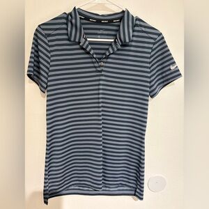 Nike Women's Navy Striped Short Sleeve Polo